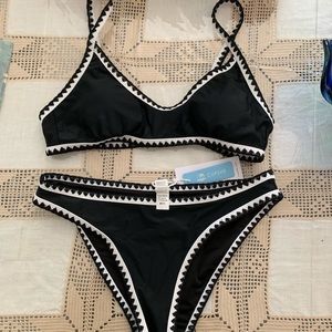 Brand New CupShe Black and White Crochet Bikini